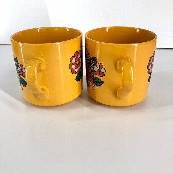 CARTWRIGHT & EDWARDS Vintage 4 Pce Yellow Orange Floral Midcentury Cup & Saucer - Picture 8 of 16